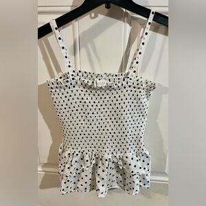 Black and White Polka Dot Smocked Crop Top